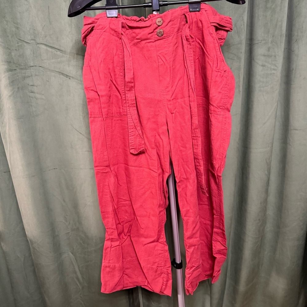 Mason & Belle Burnt Red Linen Cropped Pants - Size XL